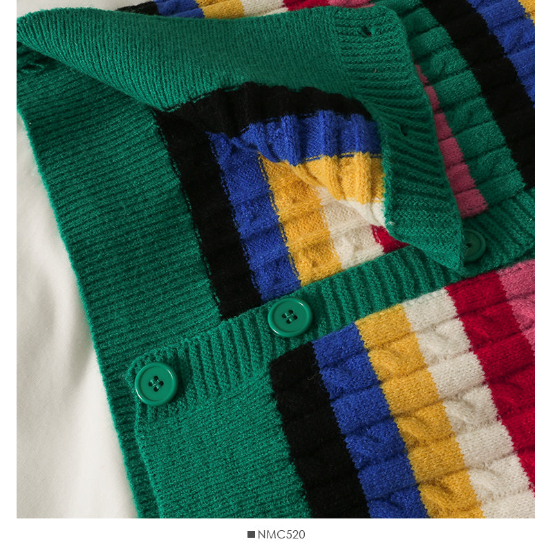 Eleganter einreihiger dünner Damenpullover mit Farbstreifen 1788