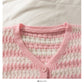 Korean stripe loose and thin short single breasted cardigan sweater  1883