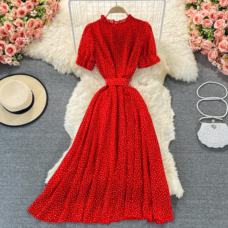 Stand collar chiffon dress is slim and slim  3055