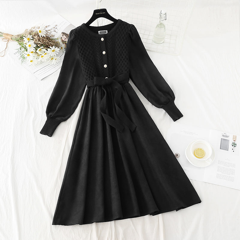 New spring and autumn bow tie tie with bottomed sweater skirt  2129