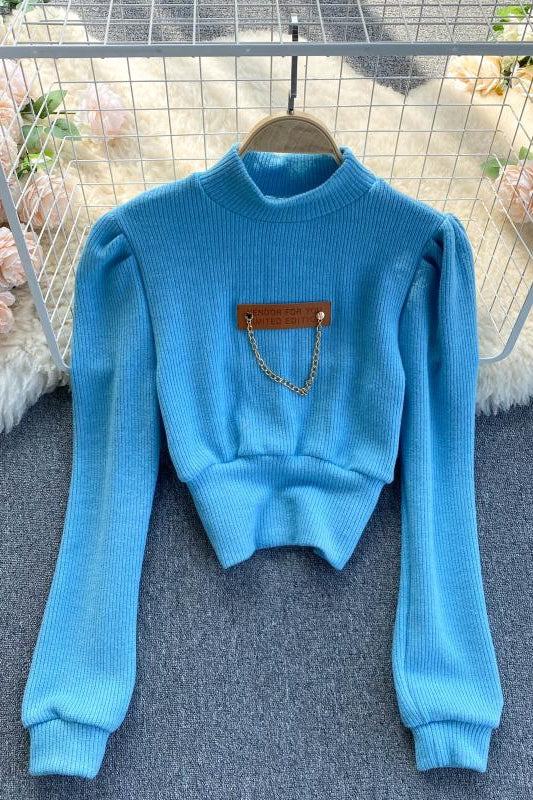 Vielseitiger Pullover Damen Koreanischer Slim Design Kettenpullover 1578