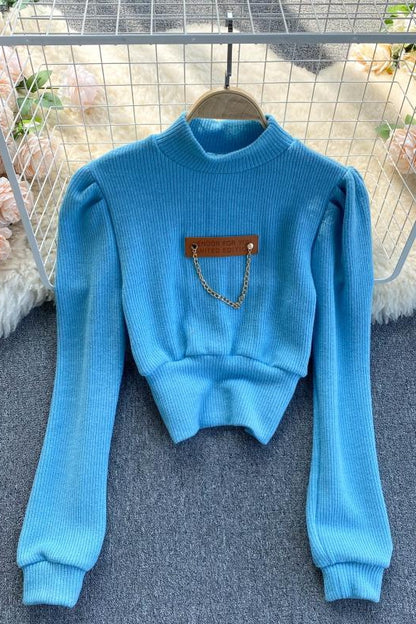 Vielseitiger Pullover Damen Koreanischer Slim Design Kettenpullover 1578