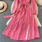 French Plaid Lapel dress  3374