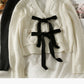 Bow tie short single breasted Plaid cardigan sweater  1780