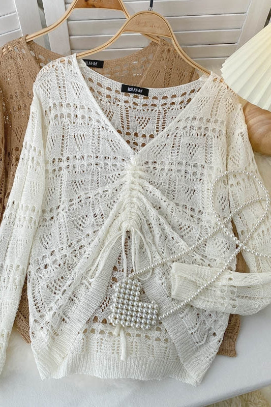 Hollow out design V-Neck Sweater for women  1582