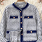 Vintage tweed small fragrance coat with denim design  1561