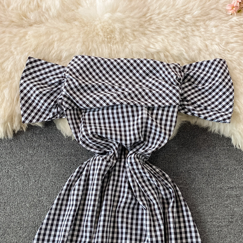 French Kikyo first love Plaid Dress  3066