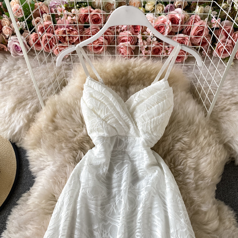 Strandurlaub am Meer, sexy, rückenfreies, schmales Trägerkleid aus Spitze 3047