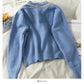 Sweater women's bright silk stripe single breasted cardigan  1796
