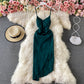 Celebrity sexy V-neck irregular suspender dress with bra  3434