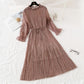 Long sleeved Pleated Chiffon Skirt loose and thin, retro knee length skirt  2346