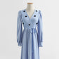 Gentle wind over the knee aging temperament thin embroidered wool dress  2231