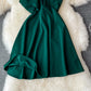 Slim slant neck off shoulder dress fluffy skirt  3200
