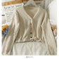 Sweater women's cardigan low neck slim long sleeve granular top  2018