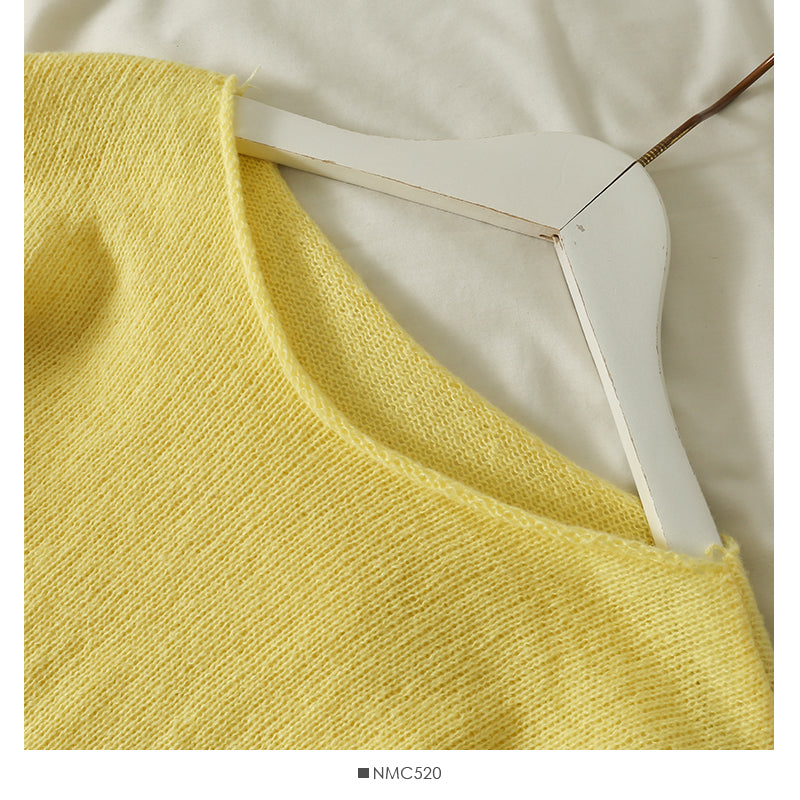 Slim low neck Pullover long sleeve top women's new solid color versatile curled sweater  2022