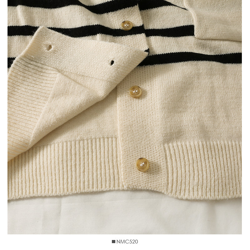 Stripe short loose thin single breasted cardigan women's sweater  2006