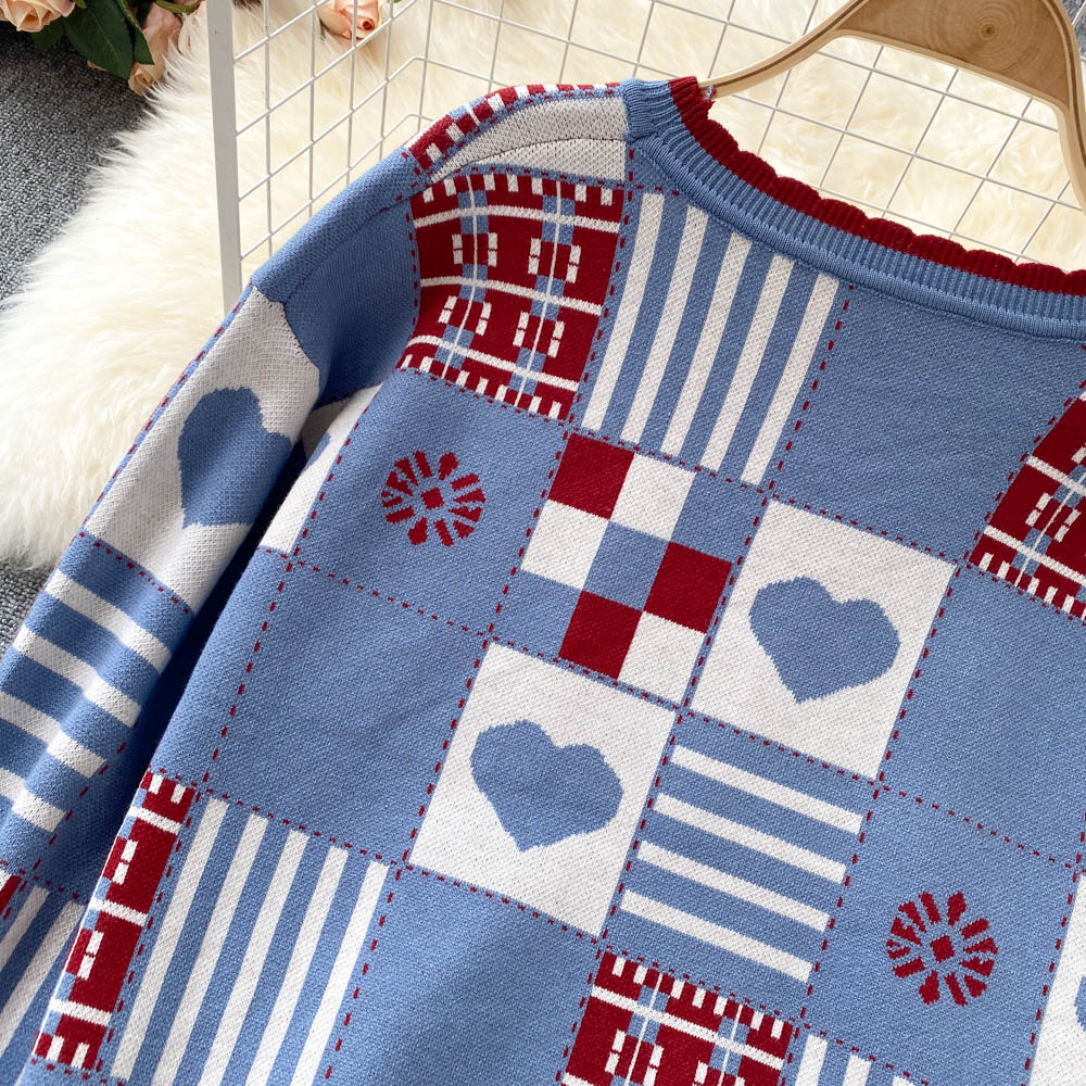 Süßer Strickpullover mit langen Ärmeln 1474