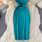 Knitted suspender fashion tight and thin Hip Wrap Dress  2823