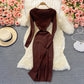 Tight elastic knitted skirt waist closing temperament split dress  2858