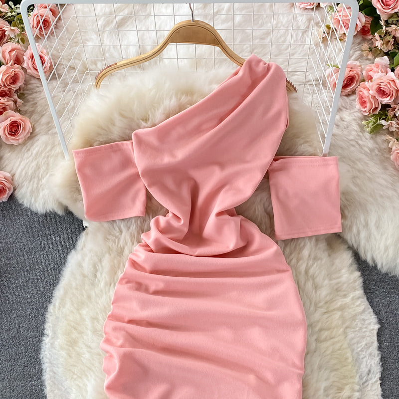 Pleated tight slim elastic Hip Wrap bottomed skirt  3249