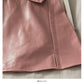 Retro and versatile irregular solid color high waist thin leather skirt  2660