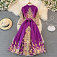 Court Vintage printed long sleeved dress with large swing  3382
