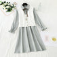 Knitted vest corduroy dress sweet college style fashion suit skirt two-piece set  2307