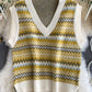 Korean Vintage sweater feminine V-neck slim fit short sweater top vest  1573