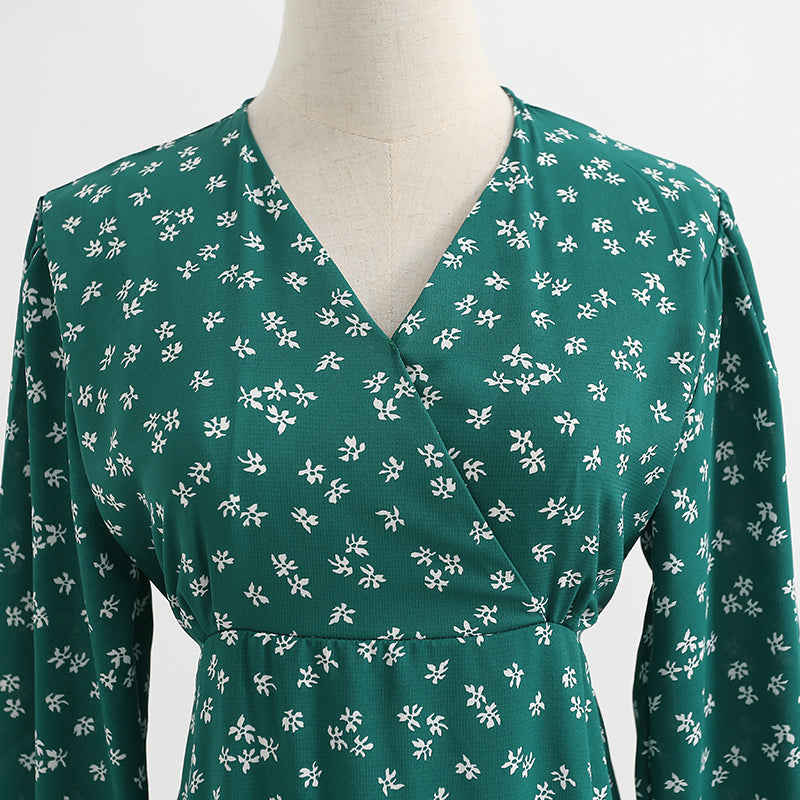 New women's V-neck Chiffon Floral Dress  2229