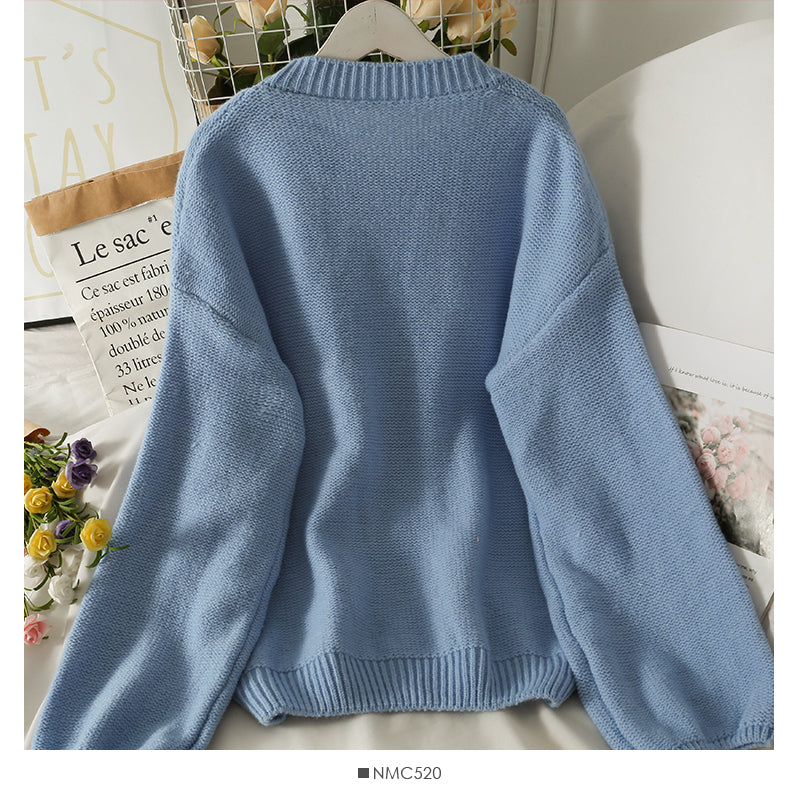 Han Fan nail bead three-dimensional flower round neck bubble sleeve T-shirt  1944