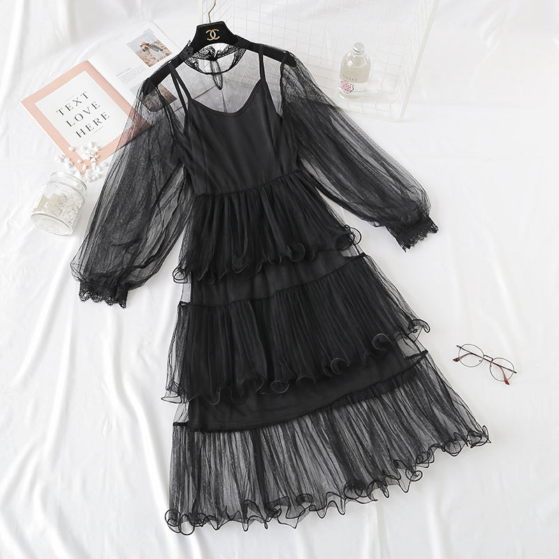 Lace mesh wave cake dress  2471