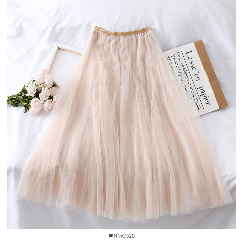 Gauze skirt half body super fairy long high waist  2514