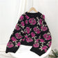 Nouveaux pulls à fleurs roses, tricots vintage amples et chauds 1436