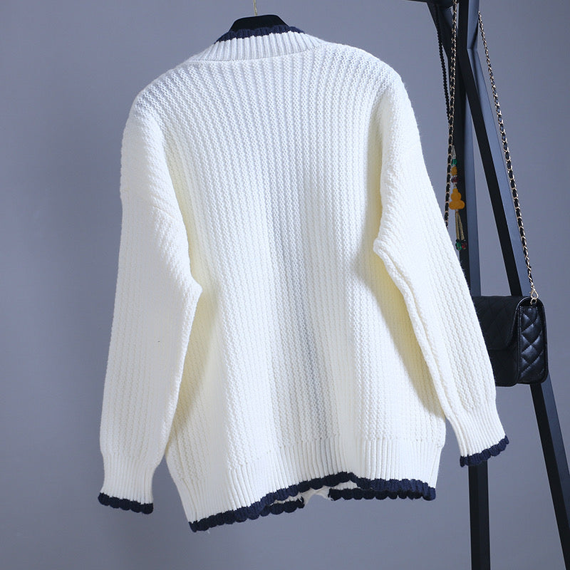 Cardigan, pull ample, haut boutonné en corne 1402