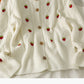 Sweet wind strawberry embroidered cardigan sweater female  1719