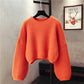 Einfacher Langarm-Pullover mit Rundhalsausschnitt 1476