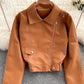 Leather women's slim and versatile Motorcycle Jacket  1559