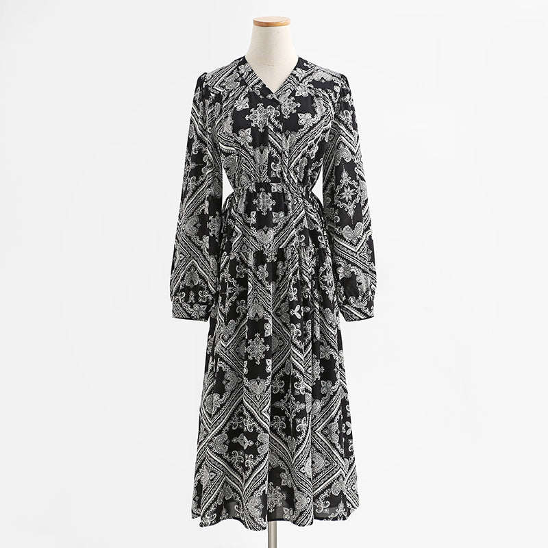 Floral dress gentle temperament national style thin bottomed dress  2327