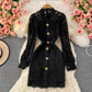 Light luxury medium length stand collar lace Hip Wrap Dress long sleeve  3236