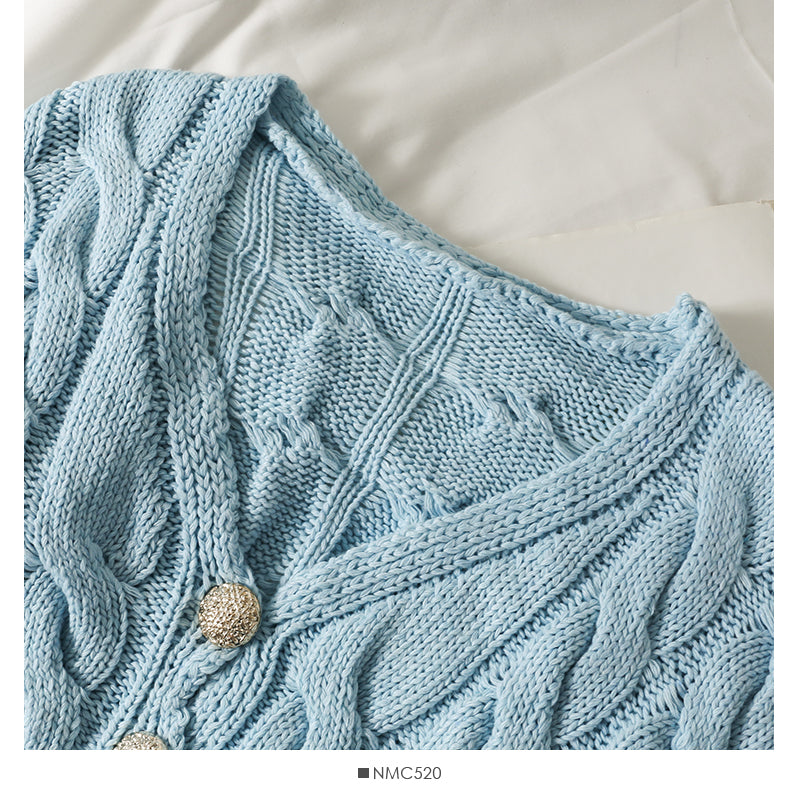 Veste courte coréenne à col en V et manches longues à simple boutonnage 1861