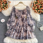 Retro ink painting square neck dress  3000