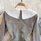 Xiaoxiangfeng doll neck high waist Plaid Dress  3387