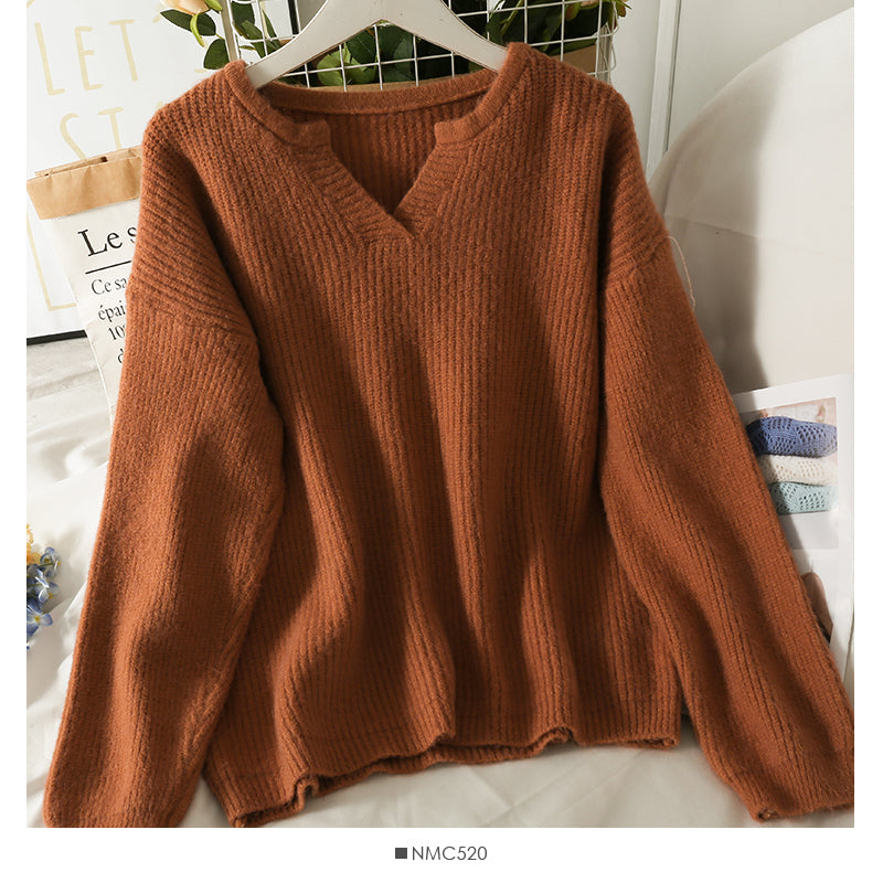 Koreanische Version des dünnen, mittleren und langen einfarbigen Pullovers für Frauen von 1786