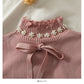 Sweet Wind Nail Bead Fliege Stehkragen Pullover Top 1822
