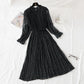 Wave point dress new autumn and winter dress French retro broken flower chiffon long skirt  2128