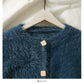 Sweater crew neck single breasted long sleeved top Plush crew neck sweater  1965