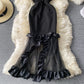 Sexy bra exposed shoulder bag hip fishtail dress yarn  3154