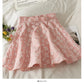 Bow tie long sleeved blouse embossed high waist skirt  2684