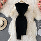 Irregular sleeveless vest knitted dress  2712