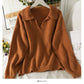 Neuer Vintage Revers lockerer dünner Pullover Pullover für Frauen 1805